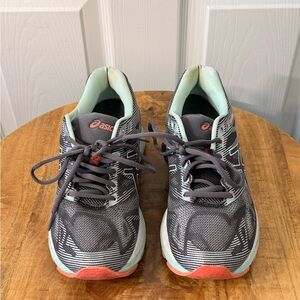 ASICS Gray Mesh Women's Athletic Shoes with Mint Lining and Coral Soles